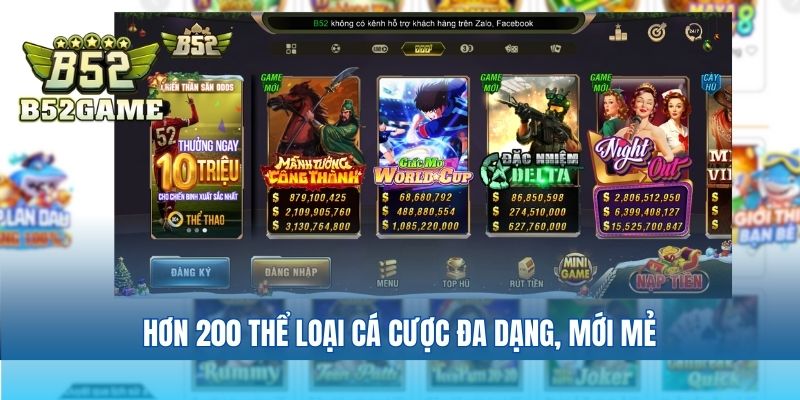 B52club - Với hơn 200 thể loại game cá cược đa dạng khác nhau